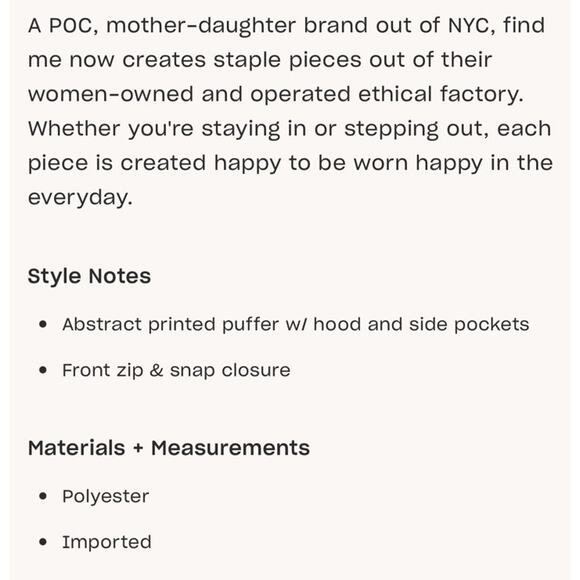 Find Me Now x Free People Nova Puffer Jacket Coat Size S/M - Picture 15 of 15